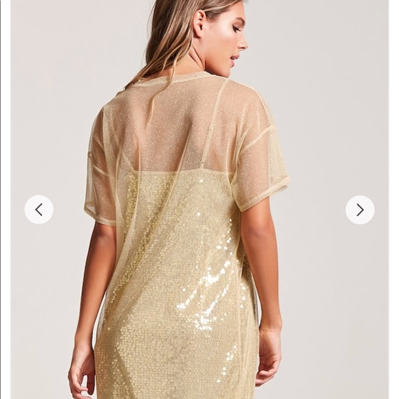 Gold Sequin Mesh Dress New! - Picture 6 of 7